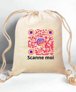 Sac a dos en toile blanc avec QRCODE