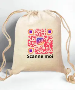Sac a dos en toile blanc avec QRCODE