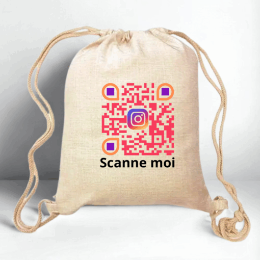 Sac a dos en toile blanc avec QRCODE