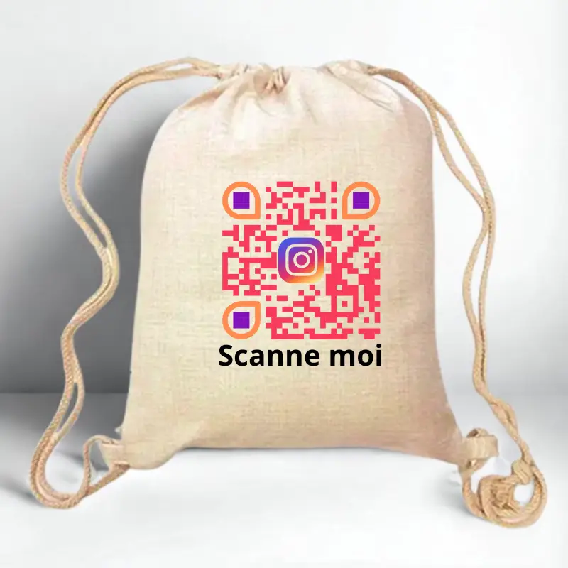 Sac a dos en toile blanc avec QRCODE